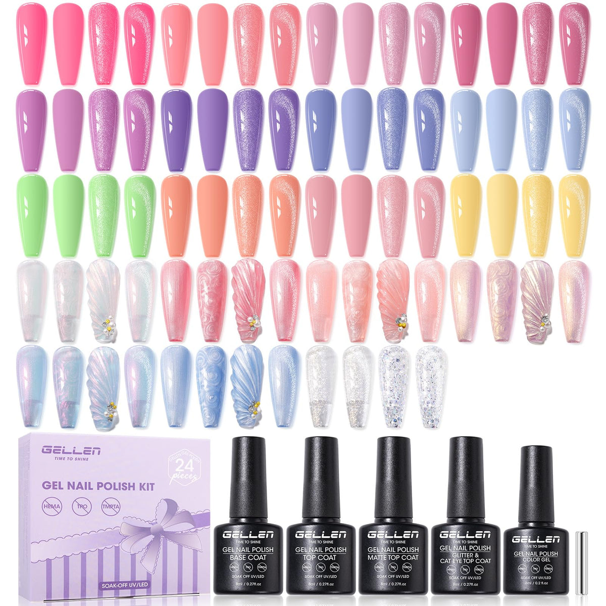 GELLEN front packaging showing full 24-piece set and benefits