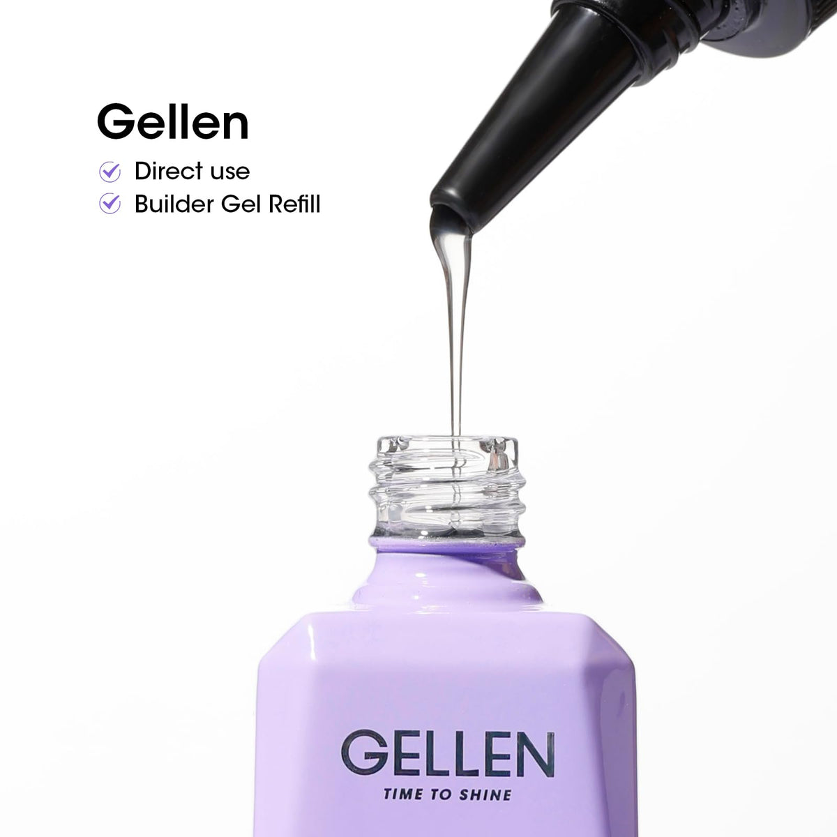 GELLEN cured nails with glossy finish showing long-lasting shine benefit