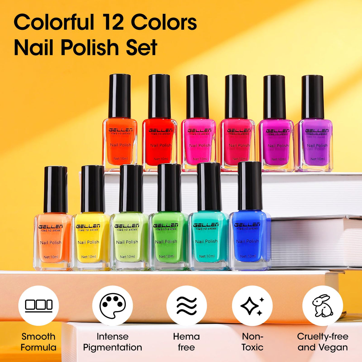 GELLEN glossy finish detail showing high shine and chip resistance