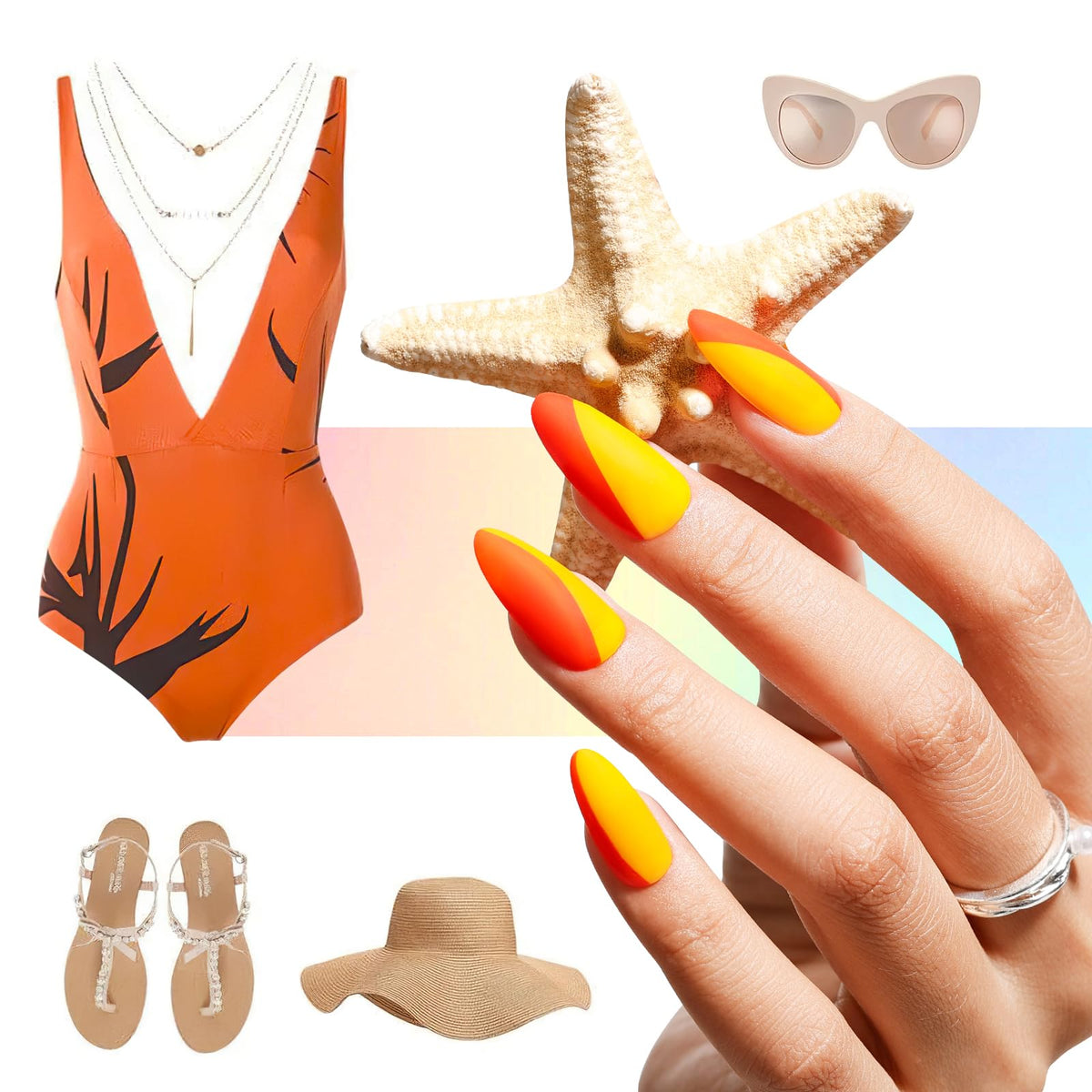 GELLEN nails before and after illustrating bright neon transformation durability