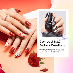 GELLEN swatches on nail wheel illustrating shade payoff for easy selection benefit