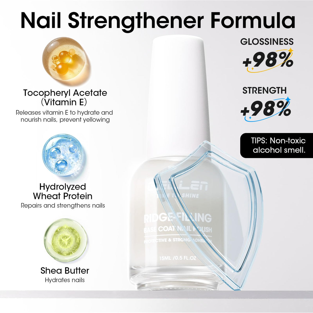 GELLEN top coat brush with glossy stroke illustrating high-shine finish