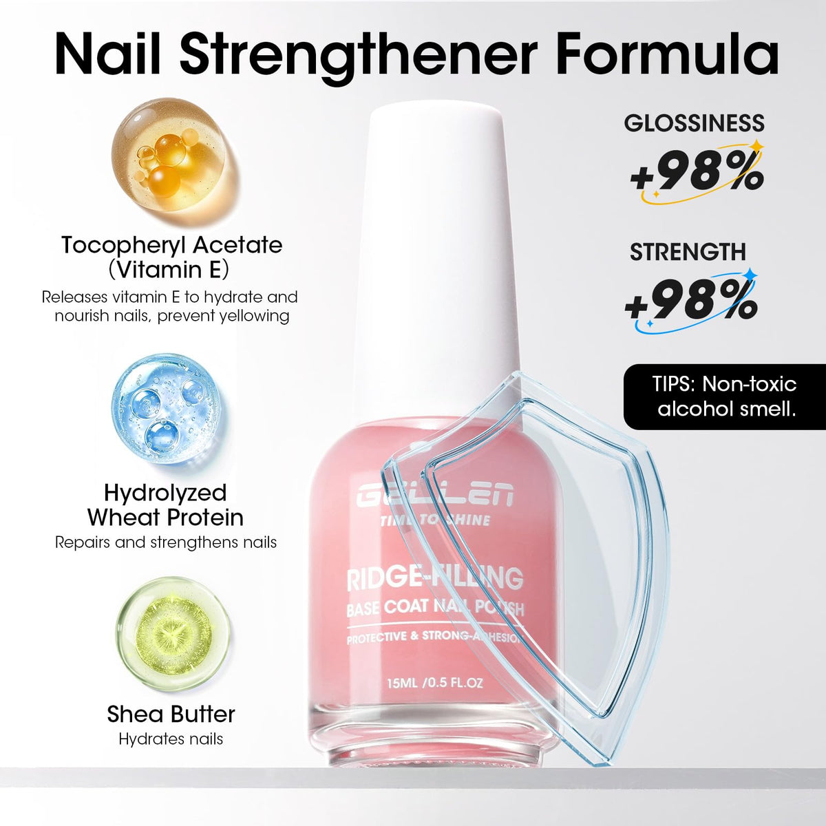 GELLEN top coat on nail showing mirror-like gloss that enhances shine and durability