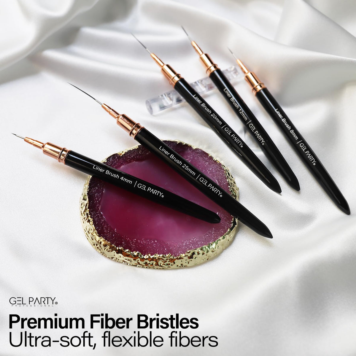 GEL PARTY brushes standing in holder organized and protected