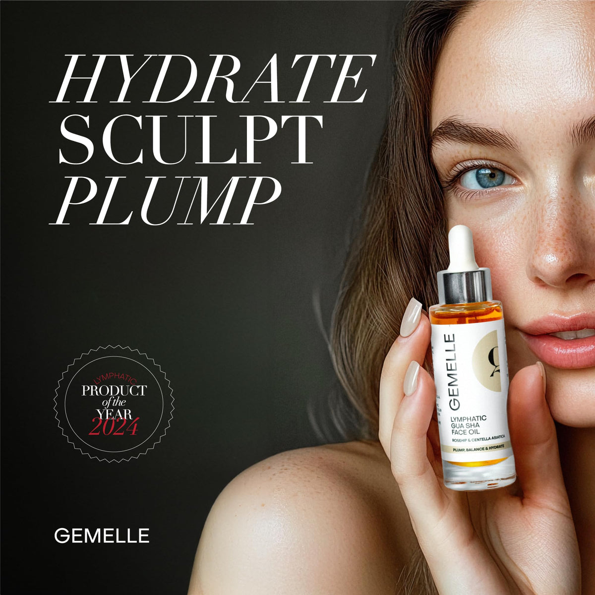 GEMELLE dropper dispensing oil highlighting controlled application