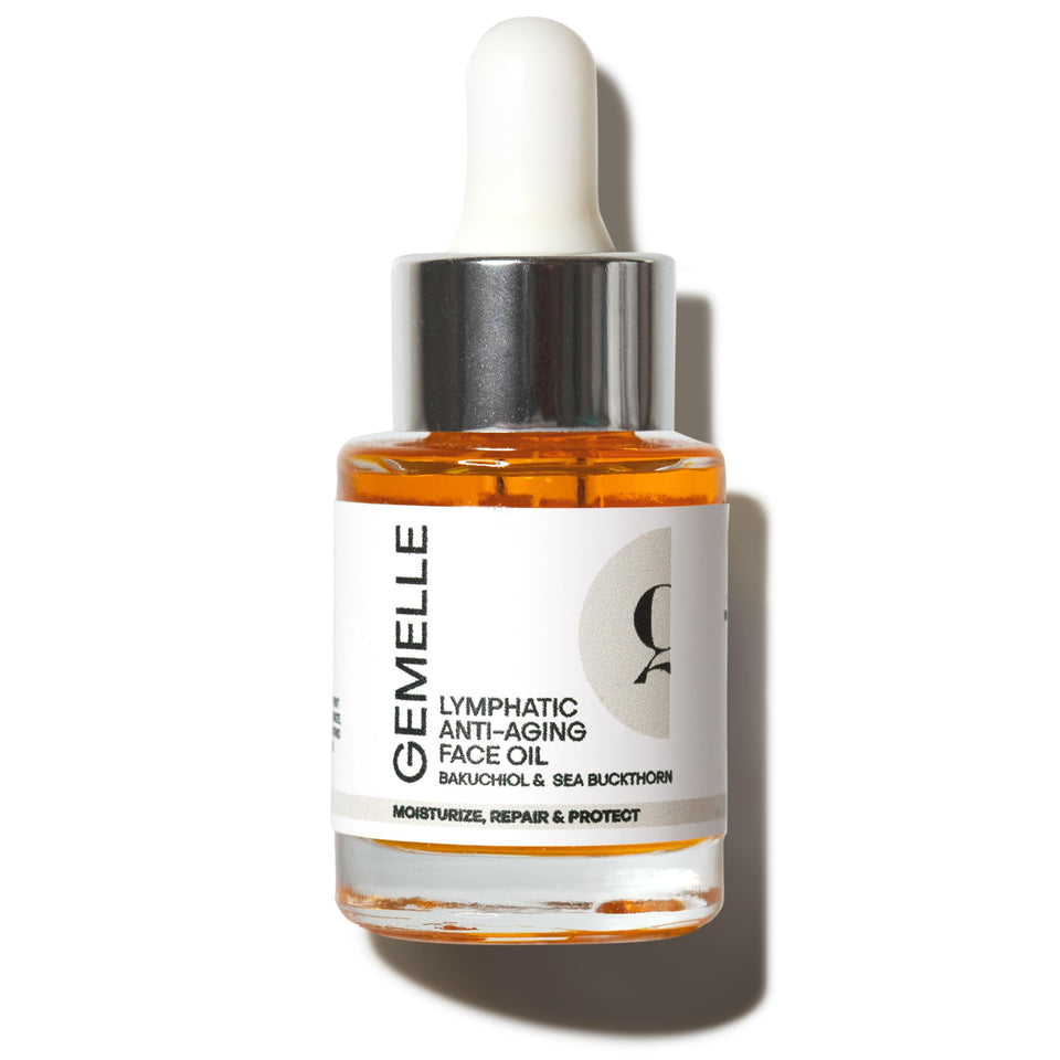 GEMELLE front packaging showing 15ml travel bottle and label, conveys portability