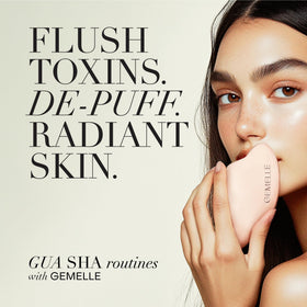 GEMELLE used with gua sha stone demonstrating smooth glide and sculpting
