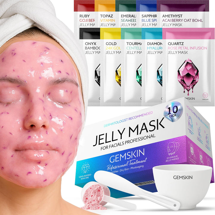 GEMSKIN front packaging showing 10-mask multipack and key benefits