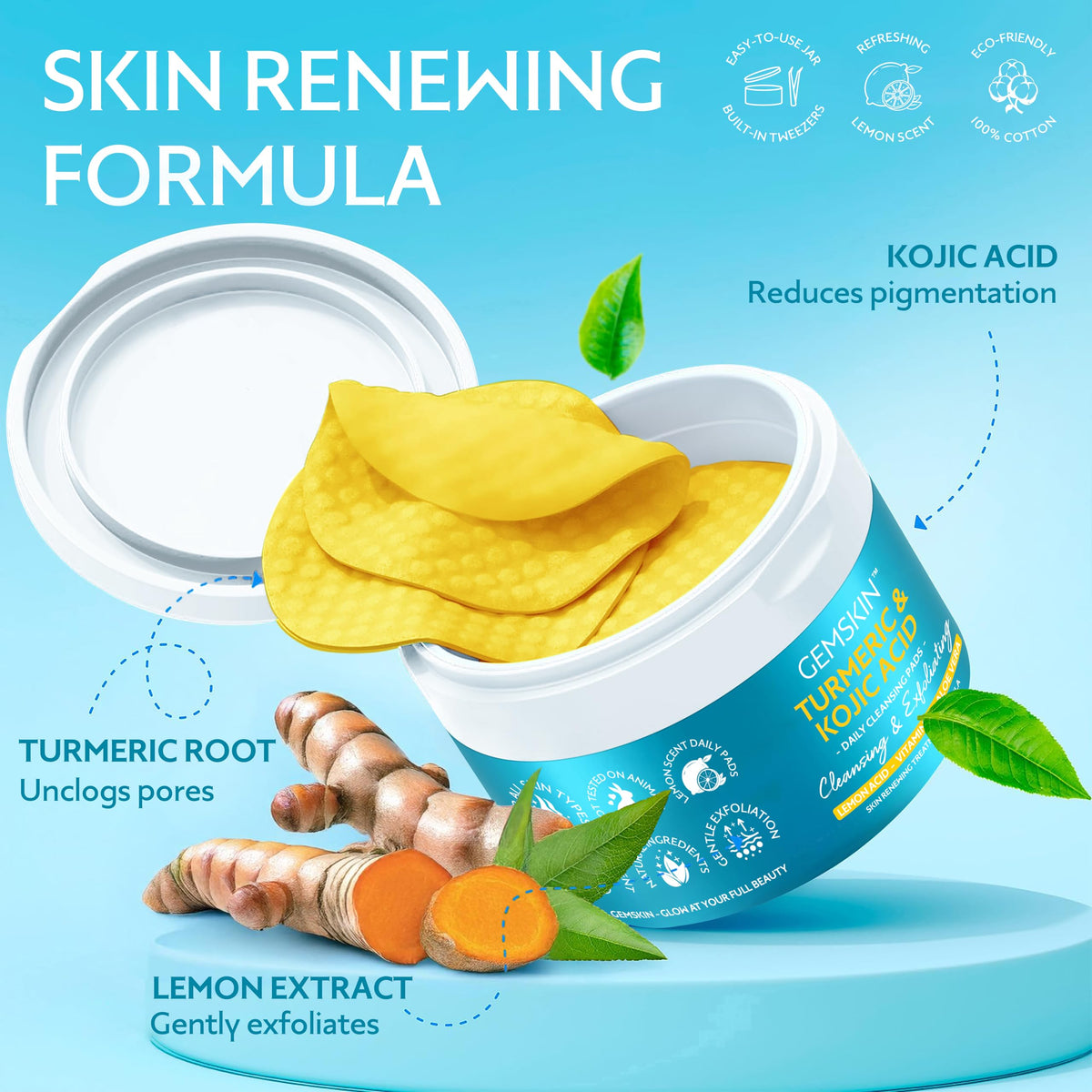 GEMSKIN textured pad surface detail for effective pore cleansing
