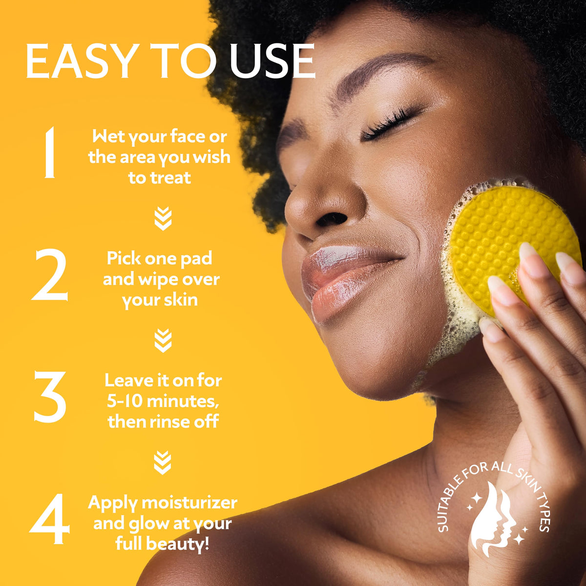 GEMSKIN pad being used on face demonstrating quick daily cleanse benefit