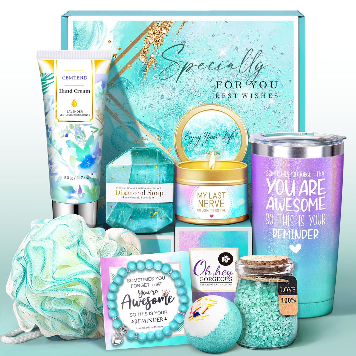 GEMTEND front box packaging showing assembled gift set and presentation benefit