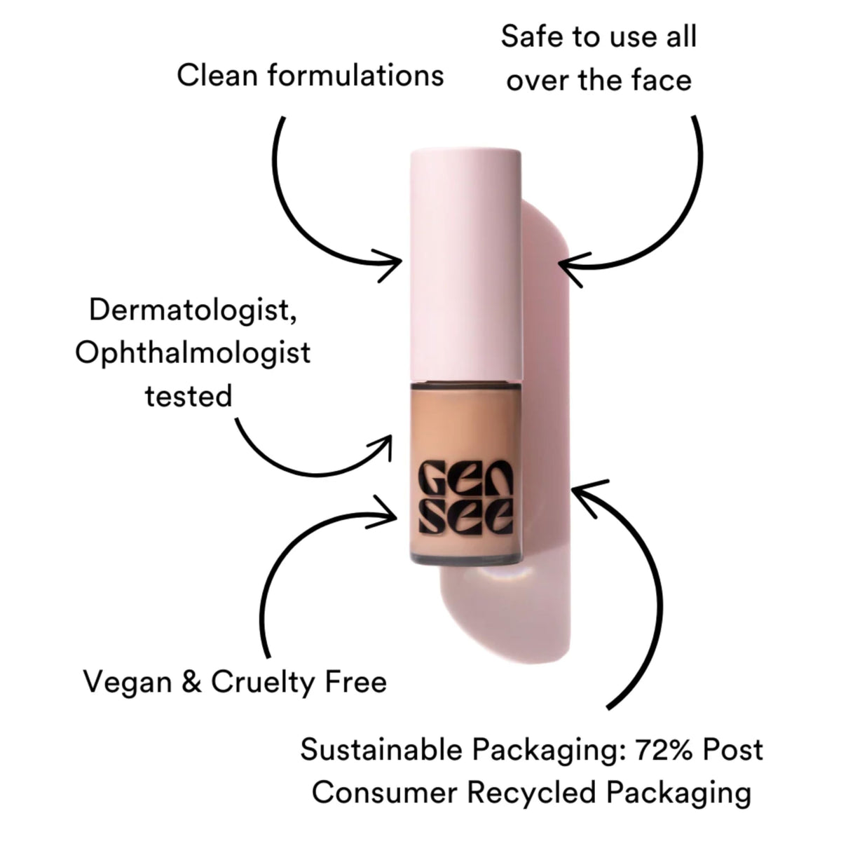 GEN SEE liquid eyeshadow drop dispensed showing smooth glide and controlled amount