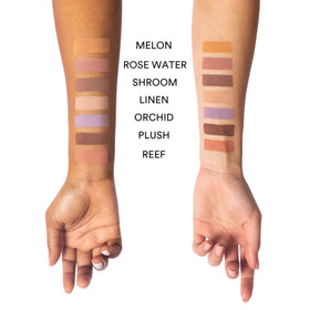 GEN SEE macro on eyelid illustrating linen matte payoff and crease-resistant benefit