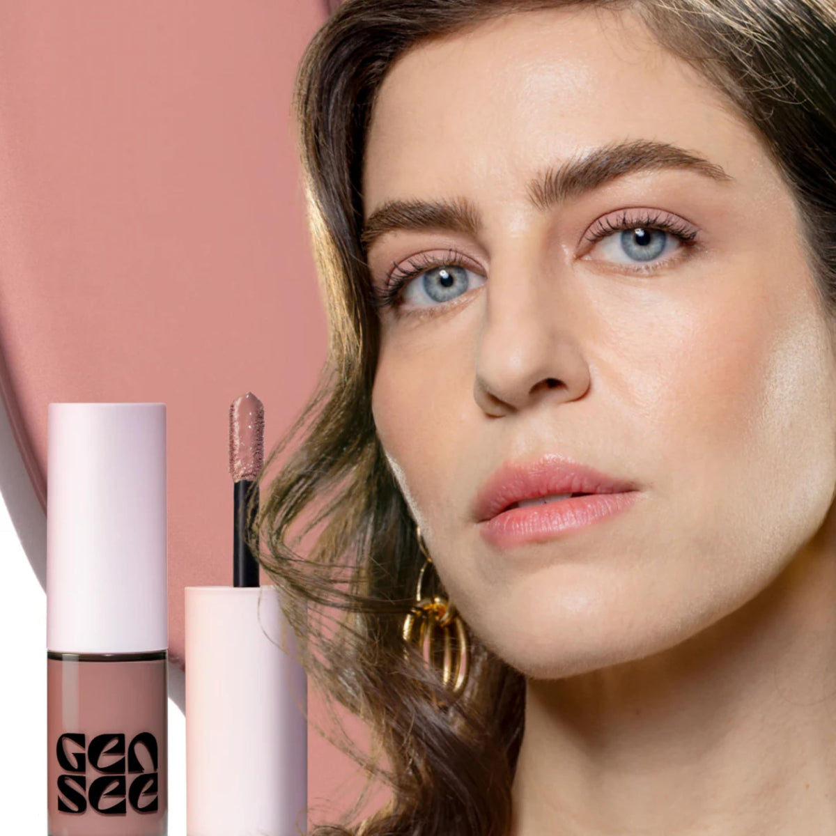 GEN SEE open liquid eyeshadow tube with applicator to show smooth, controlled dispense