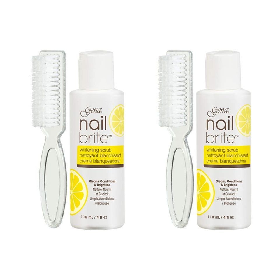 Gena front packaging showing scrub jar and brush brightening nails