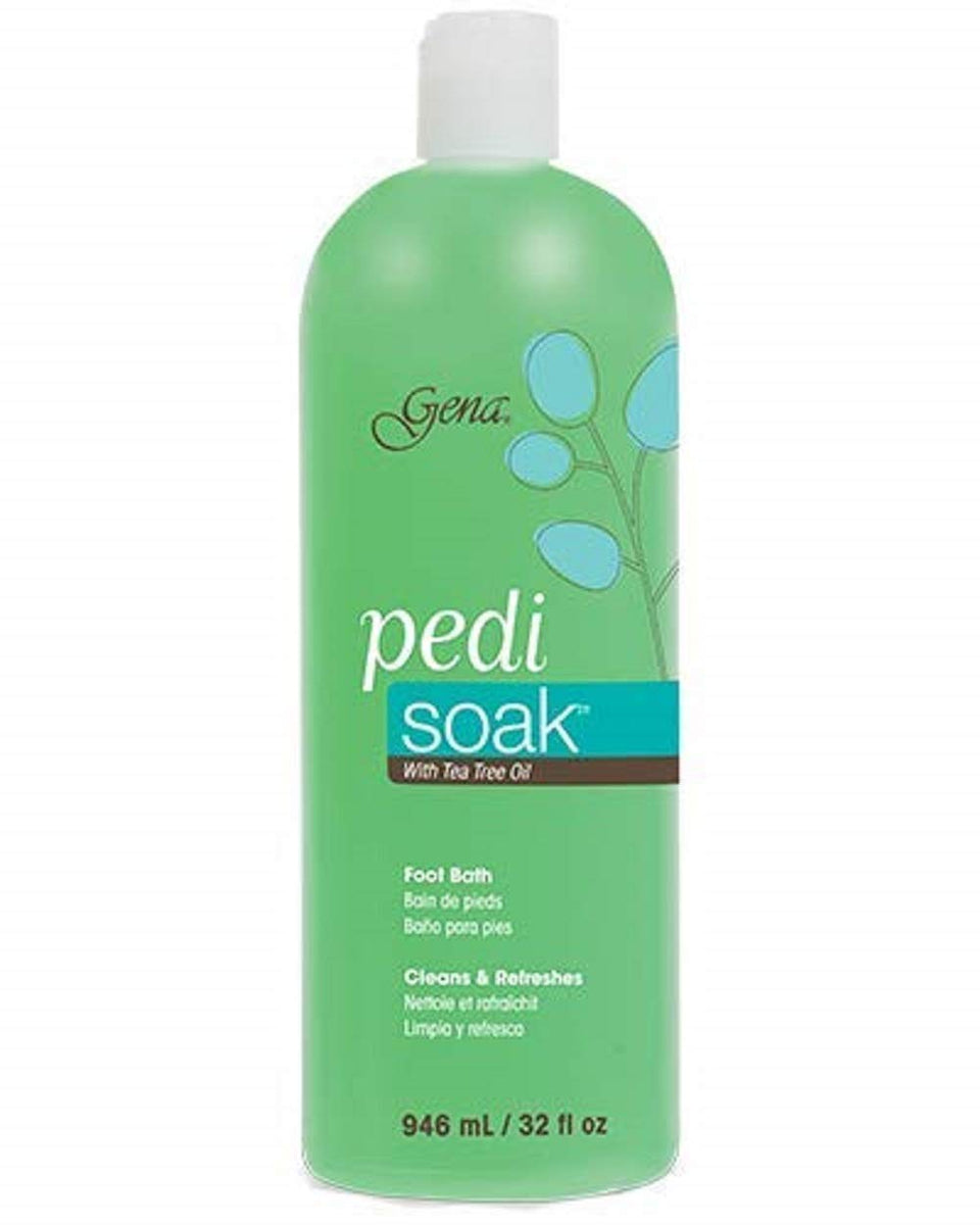 Gena Pedi Soak front bottle view showing label and easy-grip design for convenient use