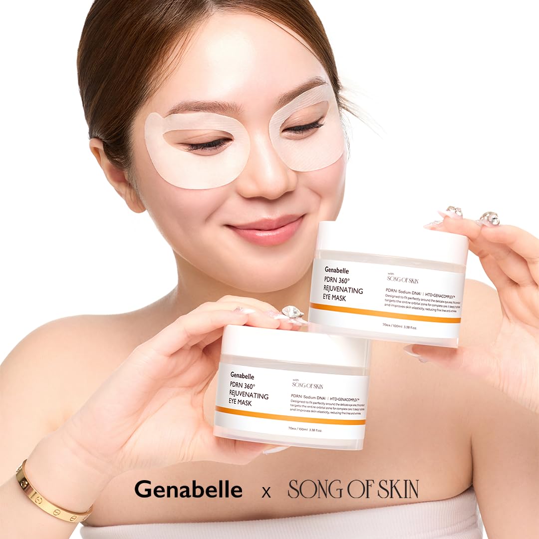 Genabelle mask applied to upper and lower eyelids demonstrating full-area hydration benefit