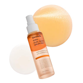 Genabelle PDRN Dual Glow Serum Mist front bottle shows compact travel-friendly size and glow