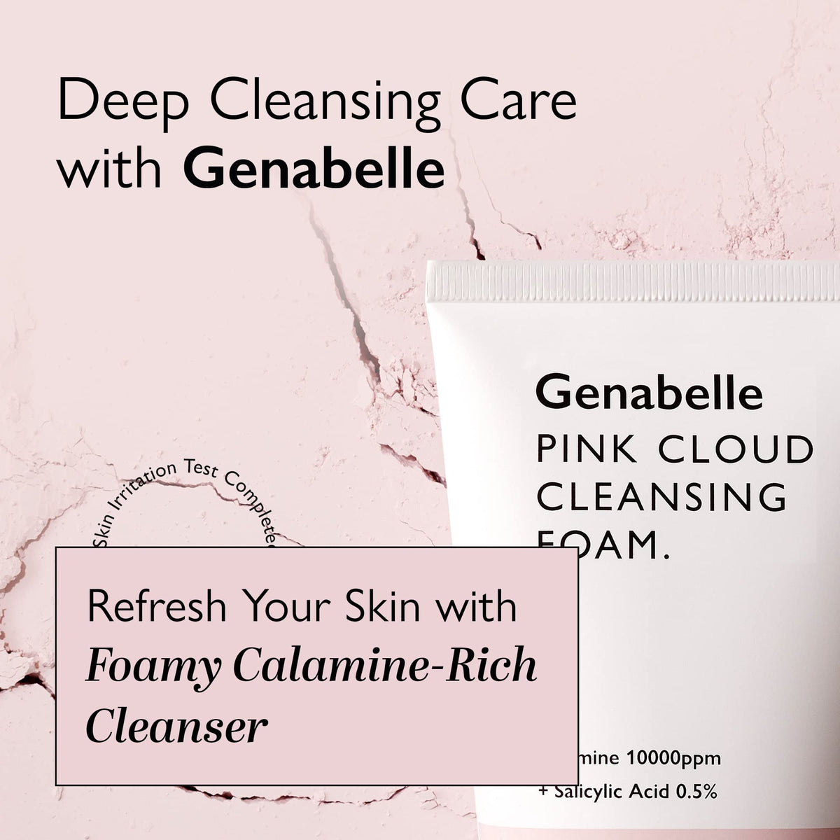 Genabelle calamine powder detail highlighting soothing, oil-absorbing benefit
