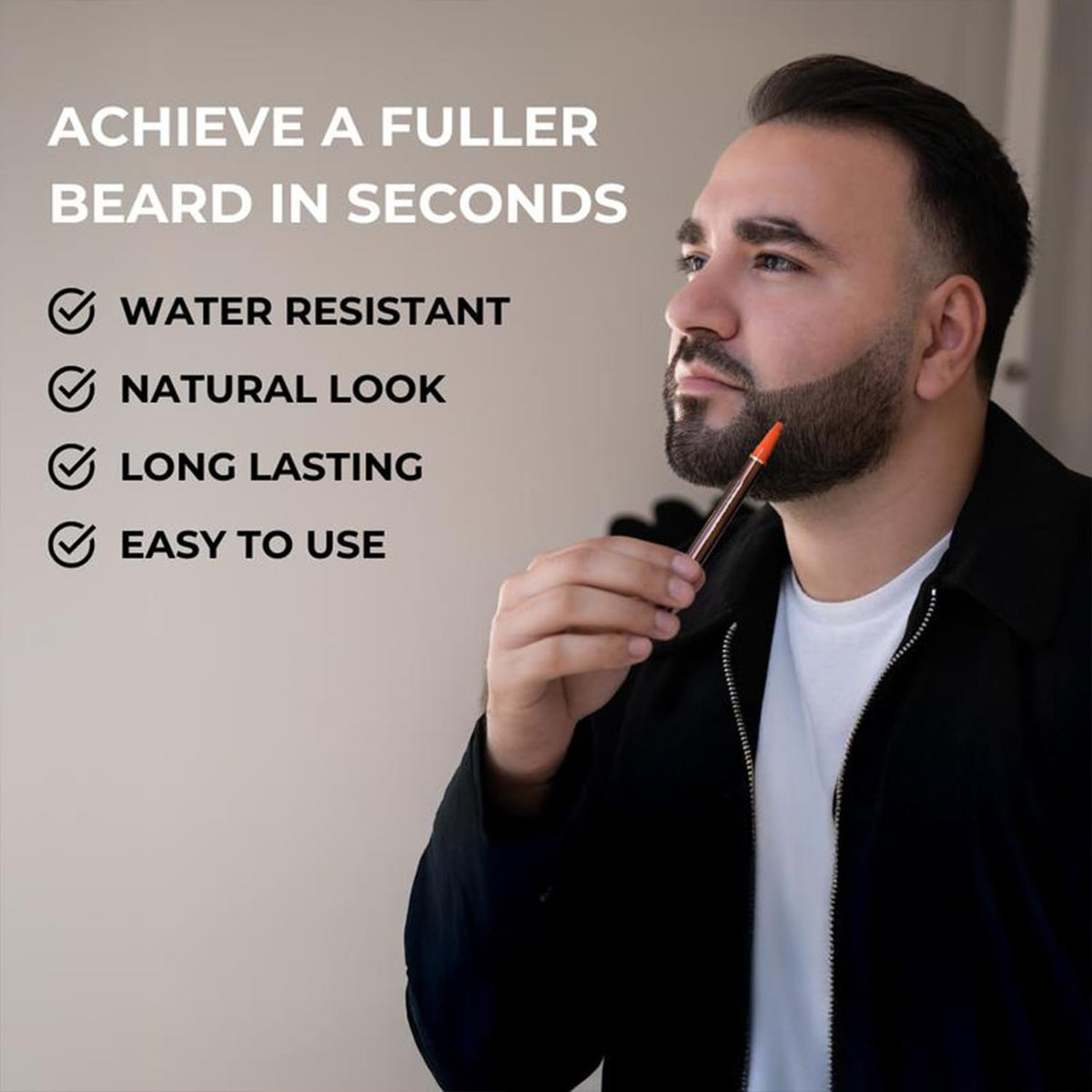 Generic 2 Tip UltraFine Pen applied to beard demonstrating quick touch-up benefit