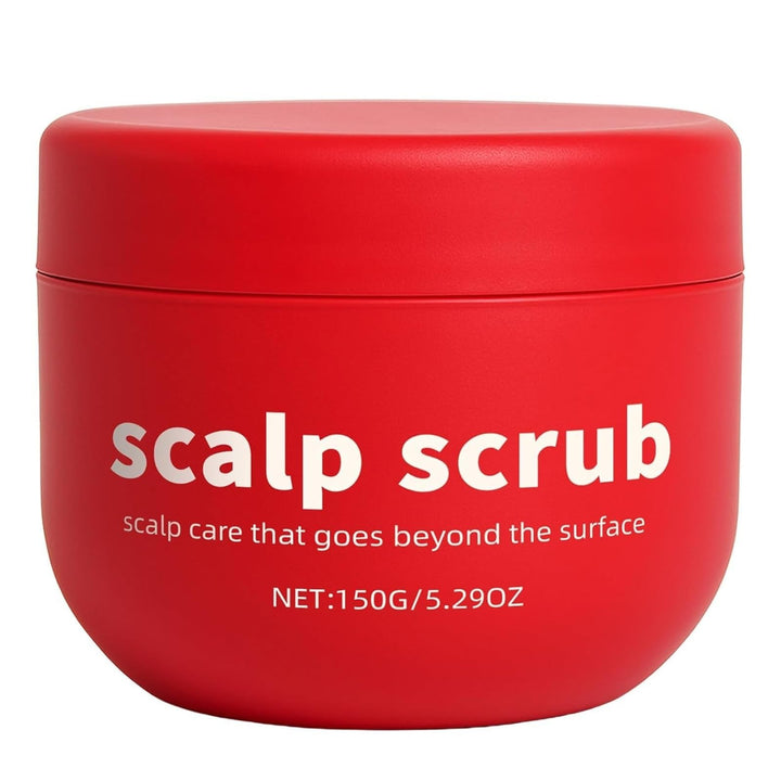 Generic avocado oil scalp scrub jar front view showing clean packaging and benefit