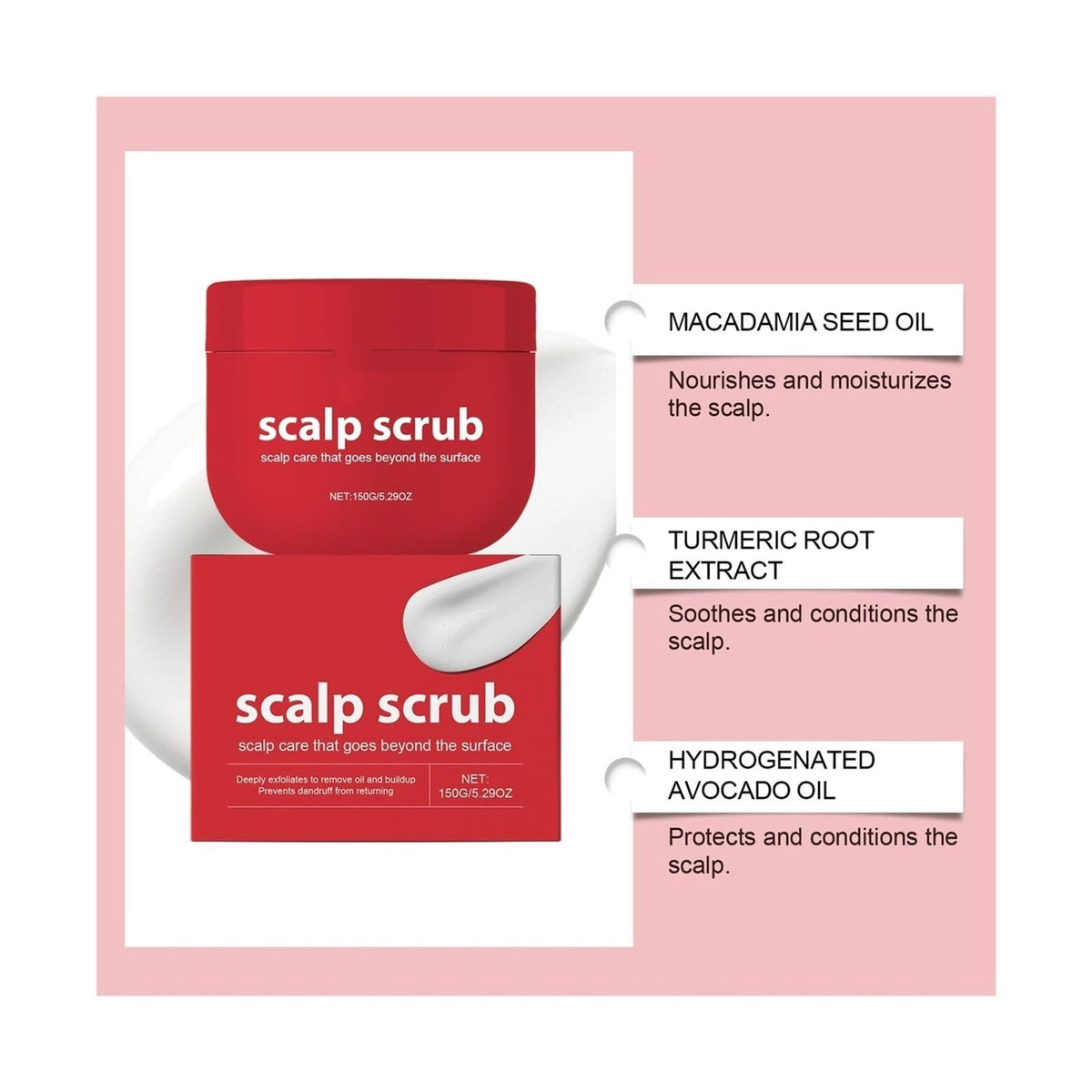 Generic avocado oil scalp scrub texture close-up showing gentle exfoliant and hydration