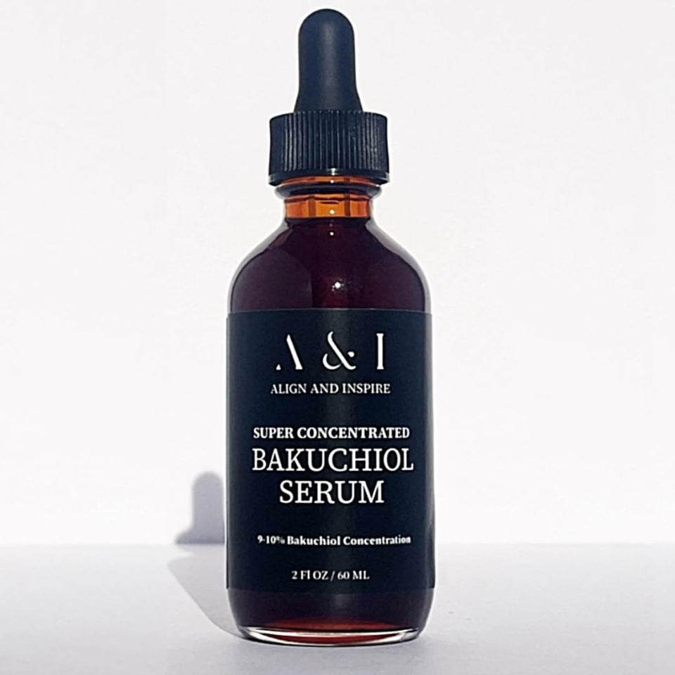 Generic bakuchiol serum front packaging showing clean label and 2 oz size benefit