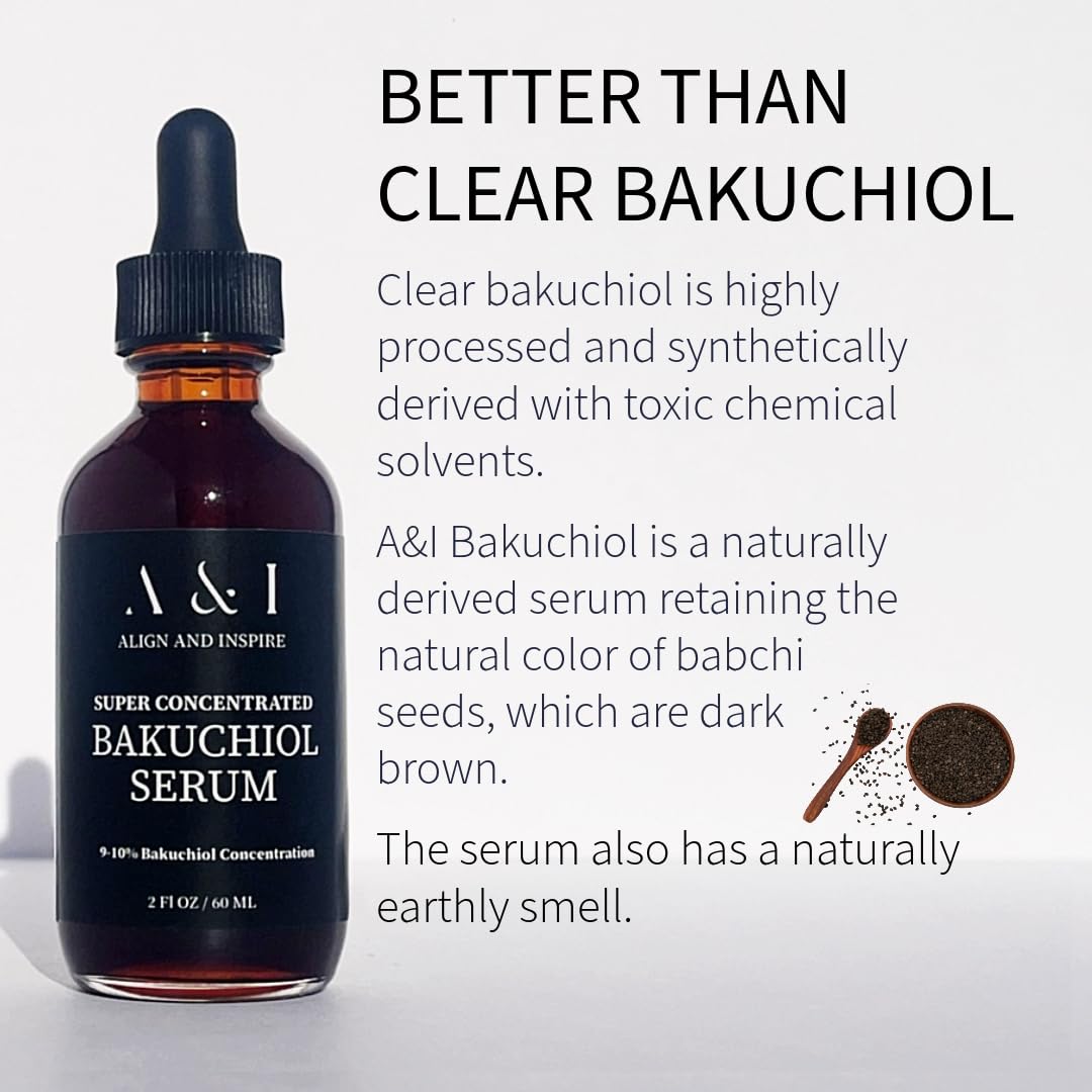 Generic bakuchiol serum ingredients flatlay showing organic botanicals and purity benefit