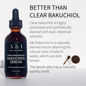 Generic bakuchiol serum ingredients flatlay showing organic botanicals and purity benefit