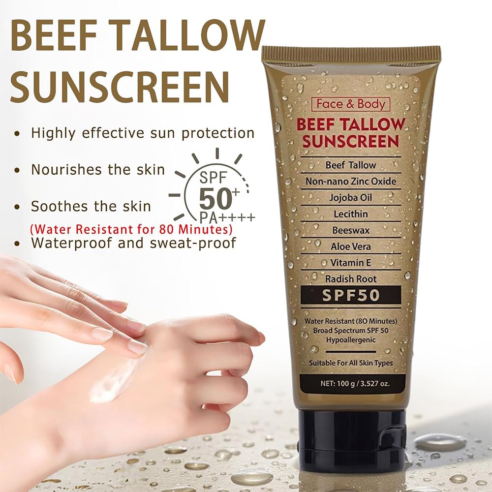 Generic beef tallow spread on arm demonstrating non-greasy finish