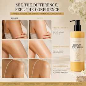 Generic beeswax body serum held in hand to show size and easy-use benefit
