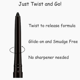 Generic BLACKEST BLACK applied on eyelid demonstrating smooth, long-wear finish