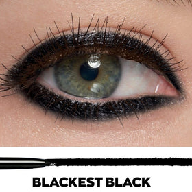 Generic BLACKEST BLACK held in hand showing pencil length and travel-friendly size