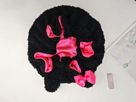 Generic brand bonnet worn by model at bedside illustrating secure fit and hair protection