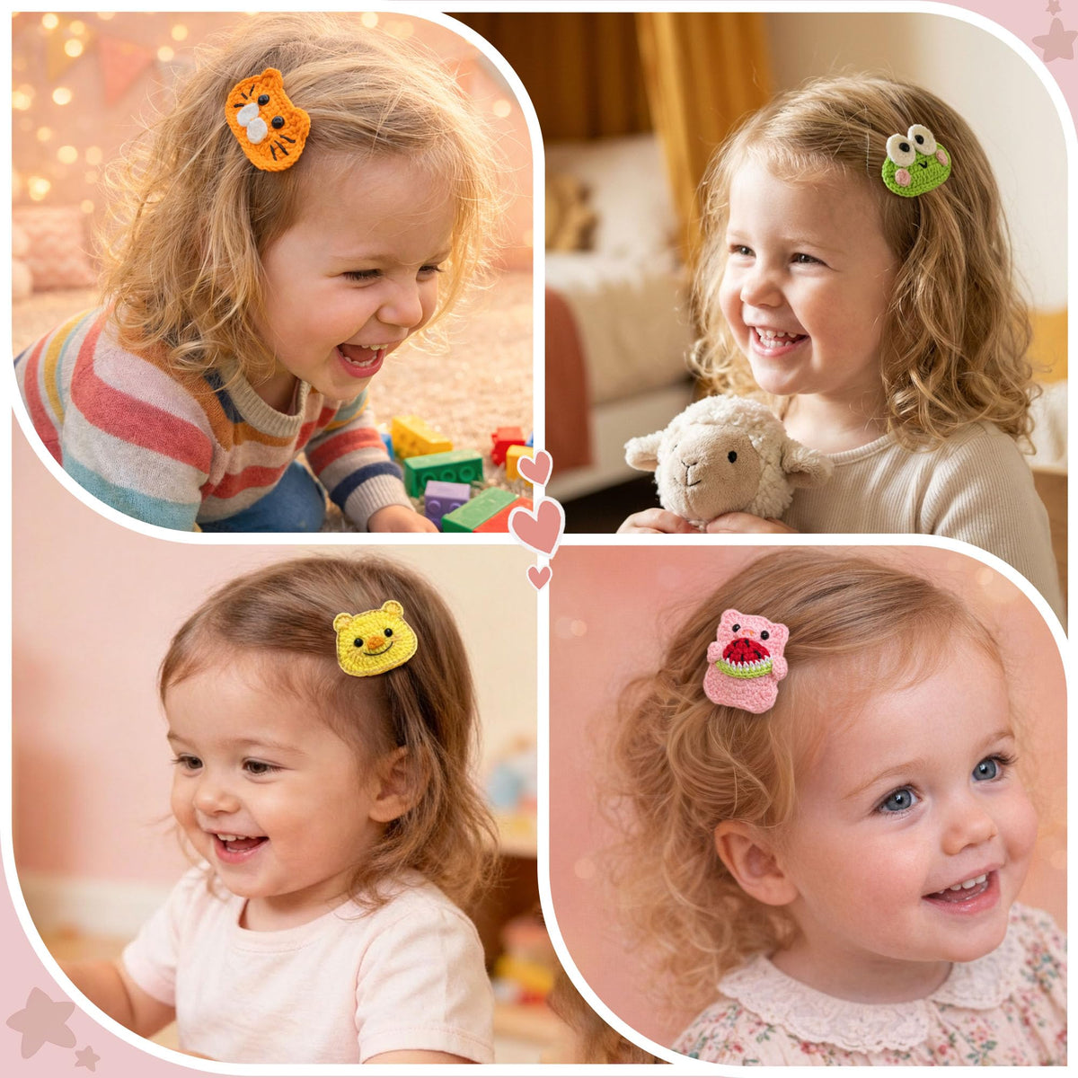 Generic child wearing animal clip in pigtails showing comfortable hold