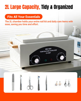 Generic cleaning box cool-touch handle in use for safe tray removal and handling