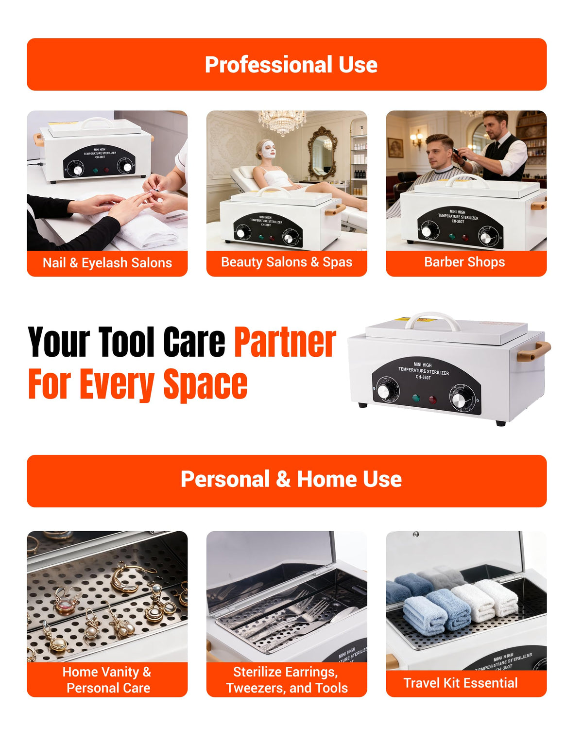 Generic cleaning box open tray detail showing removable tray and organized layout