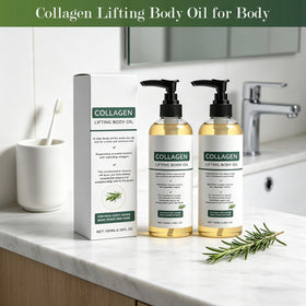 Generic Collagen Lifting Body Oil size comparison in hand showing travel-friendly benefit