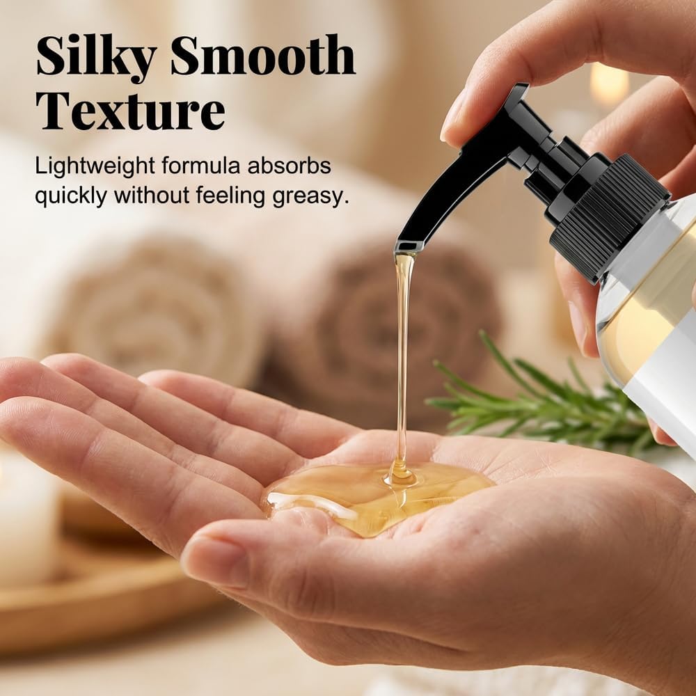 Generic brand collagen oil pouring texture close-up highlights light absorption
