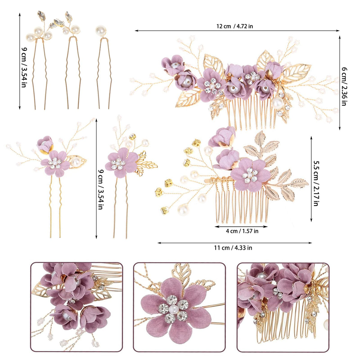 Generic brand comb placed in bridal updo illustrating secure hold and comfortable wear
