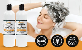 generic conditioner being applied to hair ends demonstrating smoothing benefits