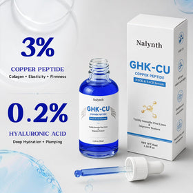 Generic dropper close-up with peptide serum highlighting precision
