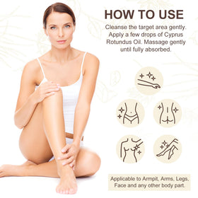 Hand applying oil to lower leg, Generic demonstrating easy massage and soothing benefit