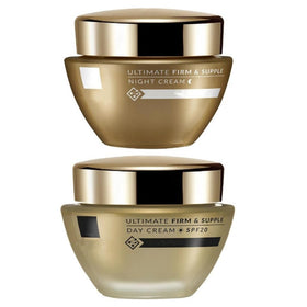 Generic brand front packaging of the day and night cream set showing compact jars and benefits