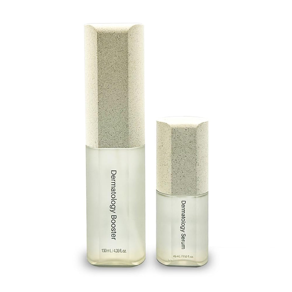 Generic brand front packaging showing booster and serum set and clear sizes for travel convenience
