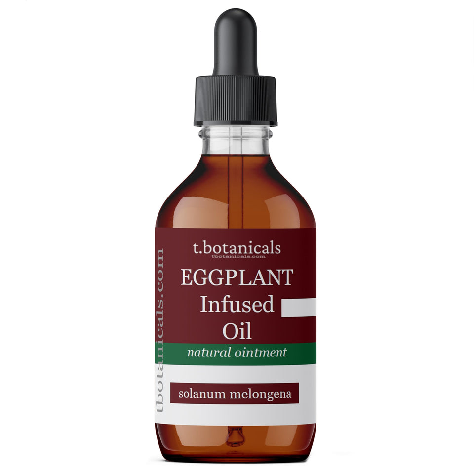 Generic eggplant oil front packaging showing bottle and label for clear identification and trust