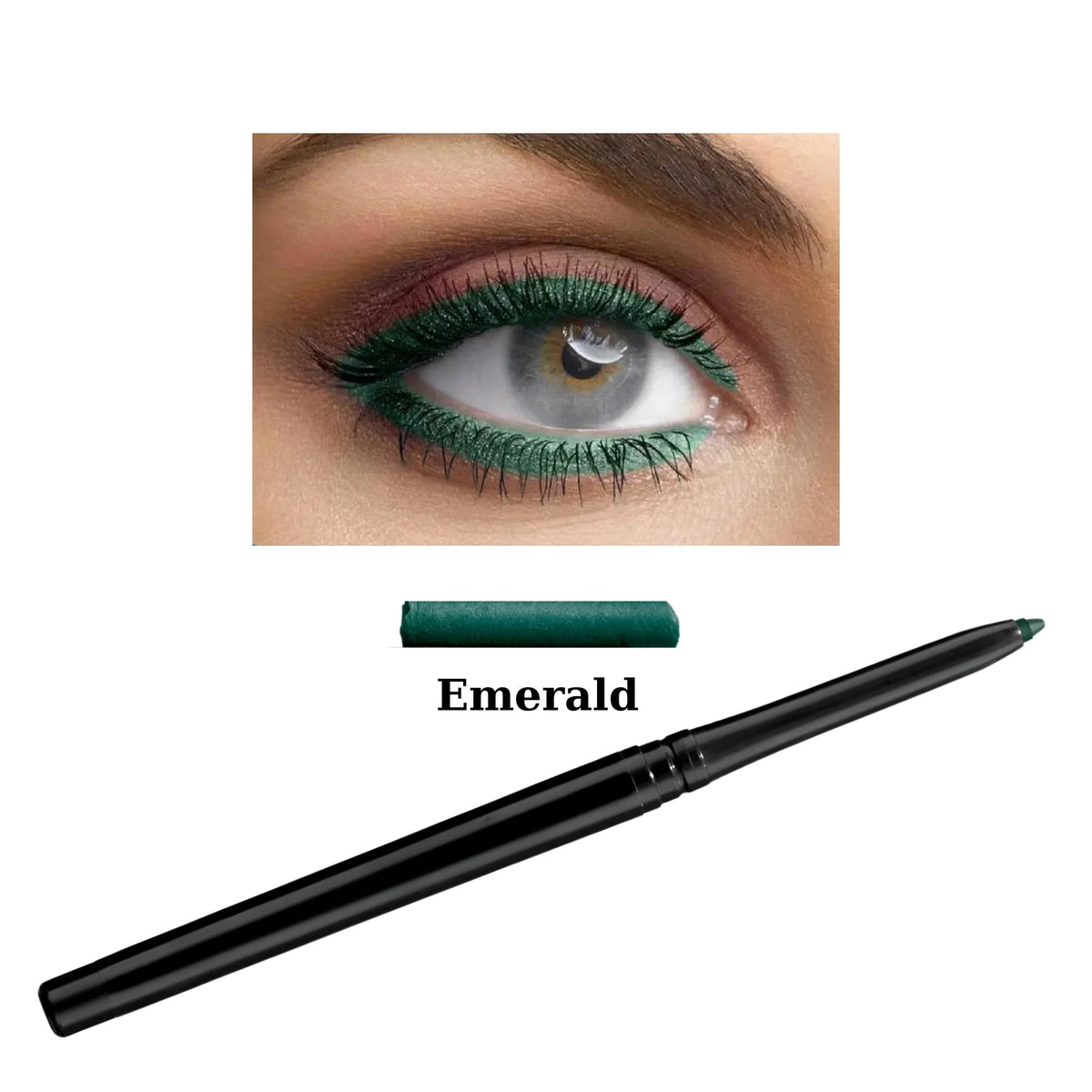 Generic close-up of emerald liner texture highlighting creamy glide and rich pigment