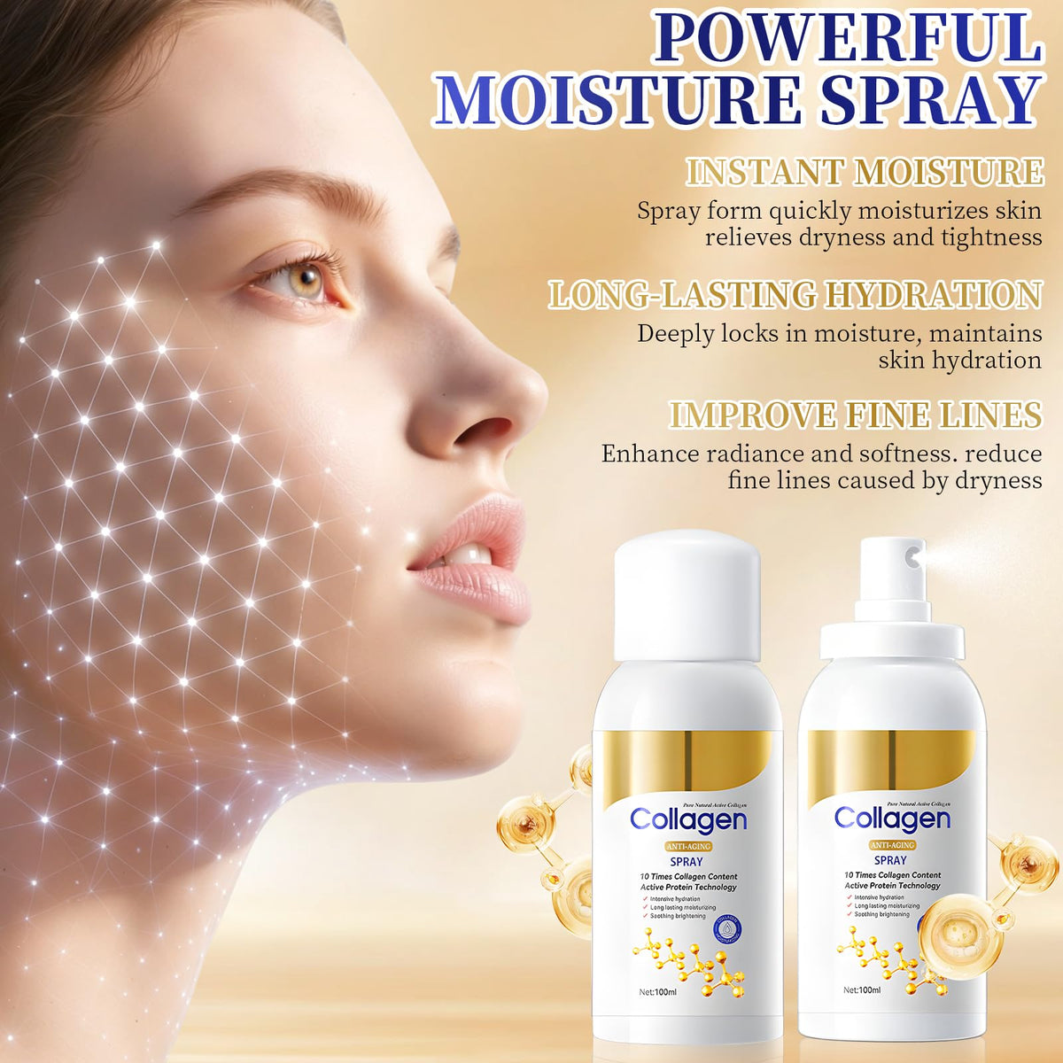 Generic brand being sprayed on face to refresh skin and layer under makeup