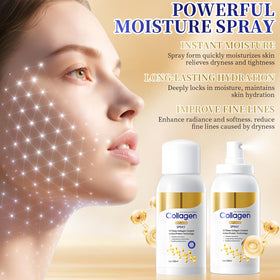 Generic brand being sprayed on face to refresh skin and layer under makeup