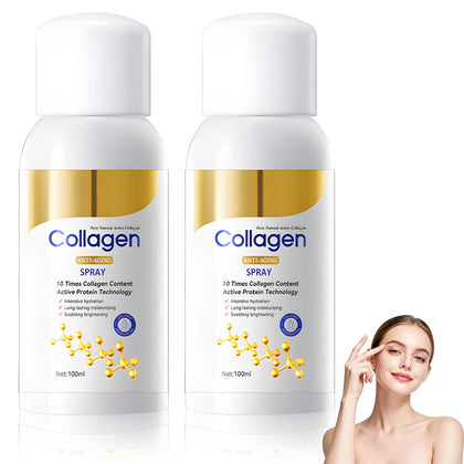 Generic brand front packaging showing two firming collagen spray bottles for quick hydration